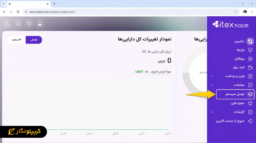 منوی ورود به توسل سیستم